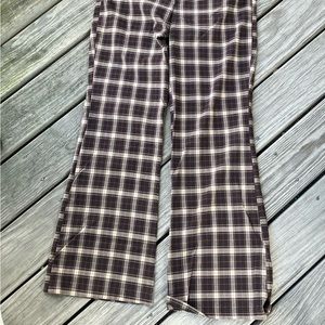 Brown plaid wide leg pants